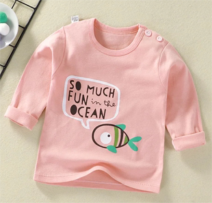 密语小鱼长袖T恤Q01-粉色  微缩水身高+10CM  ZD08712 4+ S0917