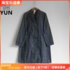 yun韫2024春季女装西装，领双排扣长款格子，风衣日韩长外套3158