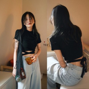 自制 设计师款 谁还不是ROCK少女了～？短袖TEE 韩国复古修身T恤