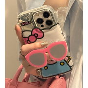 韩国y2k星星可爱猫咪适用iphone14promax手机壳，苹果1311硅胶12promax女款14pro保护套xsxr软壳墨镜支架