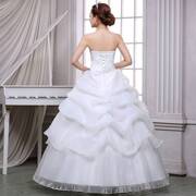 婚纱礼服白色齐地新娘韩版时尚，绑带抹胸2024影楼简约欧根婚纱