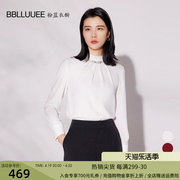 BBLLUUEE/粉蓝衣橱东方双层立领闪钻衬衫女2024春装中式小衫