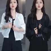 韩版时尚蝙蝠袖缎面防嗮开衫女2024夏季薄款宽松减龄休闲百搭上衣