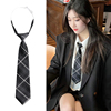 黑色领带女生复古jk日系学院风格子，免打dk领带，男懒人衬衫配饰短款