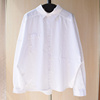 韩版oversize宽松慵懒纯棉长袖白衬衫大口袋拼接设计春季衬衣外套