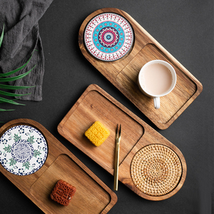 日式相思木陶瓷锅垫木质防烫小盘垫实木餐桌隔热餐垫咖啡杯木垫子