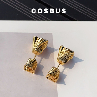 cosbus欧美几何镂空金色，复古耳钉金属高级感气质轻奢小众女耳饰