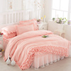 韩L版公主蕾丝床裙式床罩式4四件套纯色花边被套床套1.5/1.8多件