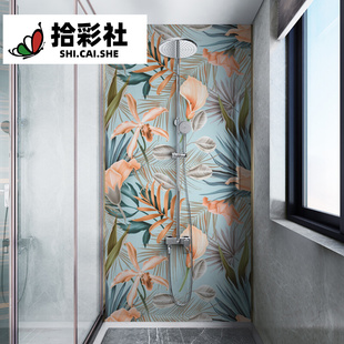 法式艺术欧式植物背景墙浴室客厅美式卫生间彩色瓷砖厨房花砖全瓷
