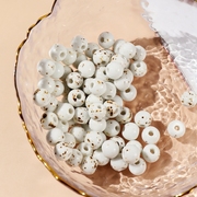 陶瓷饰品diy散珠白色斑点圆珠，串珠大孔珠子花篮手工编织材料儿童