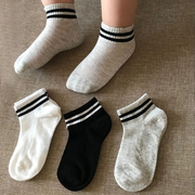 儿童袜子男童纯棉薄款短袜，夏天网眼透气船袜，女童全棉纯色宝宝袜