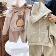 儿童加绒套装2023冬季宝宝，休闲童装男女童韩版加厚两件套潮范
