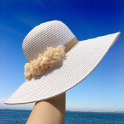 欧美风夏季草帽百搭防晒紫外线遮阳帽海边度假大檐帽沙滩帽
