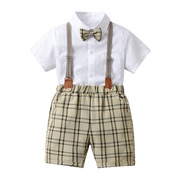 男童夏季礼服儿童英伦风绅士白衬衫背带裤两件套小朋友帅气表演服