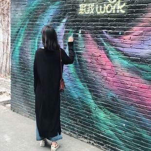 夏天分叉防晒衣女加长款冰丝，针织开衫薄款毛衣外搭宽松空调服外套