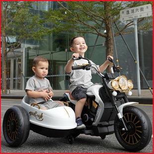 儿童摩托车电动边三轮车充电男女，宝宝玩具大号，双人可坐大人侧坐车