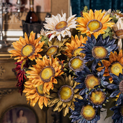 知根13头油画仿真向日葵花束欧式复古假花绢花装饰花客厅摆放花卉