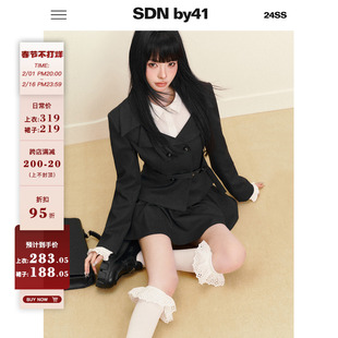 sdnby41东京物语千金学院，风腰带西装外套+设计感花苞裙裤套装