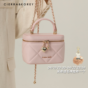Cierra Korey盒子包粉色精致手提包包女上班小拎包单肩斜挎包