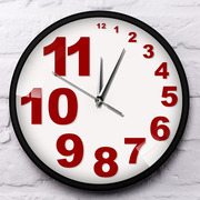 不规则红色数字挂钟欧式带灯的钟表客厅装饰网红时钟创意定制