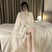 睡袍女款秋冬季珊瑚绒，加厚长款高级感性感纯欲冬天法兰绒睡衣浴袍