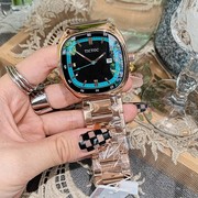 TICTOC表带日历大表盘女手表时尚韩版潮流石英玫瑰钢带国产腕表
