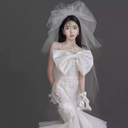 新娘结婚头纱抓纱云朵蓬蓬头纱韩式新娘摄影造型街拍婚纱跟妆超仙