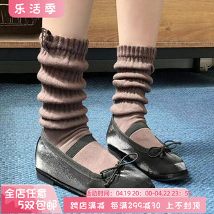 22秋款东大门高筒堆堆女棉袜潮流贴标彩色灯笼小腿袜REBORN韩国袜