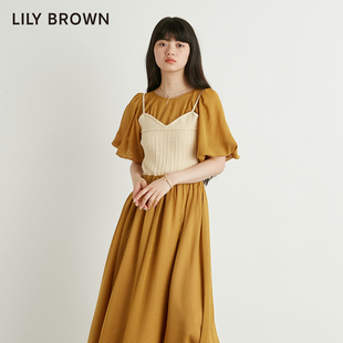 lilybrown2024春夏气质针织雪纺，拼接假2件连衣裙lwfo241108