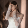 WG102无指婚纱手套 超仙蕾丝长款白色复古新娘结婚礼服晚宴套袖