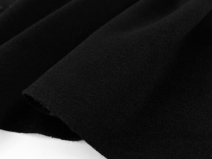 顺毛羊绒奢华黑色纯色光泽羊毛，呢子面料大衣，风衣西装毛料布料