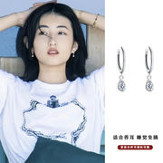 张子枫同款耳扣小众设计感925纯银针水滴耳环耳圈耳饰品女2023年