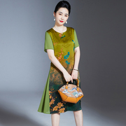 杭州重磅真丝连衣裙优雅气质，中老年妈妈夏装洋气，减龄桑蚕丝长裙子