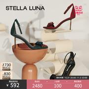 stellaluna女鞋夏季一字带，高跟鞋蝴蝶结香烟，跟性感时装凉鞋