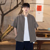照本堂棉麻男款短袖衬衫原创设计中国风舒适休闲上衣M1048