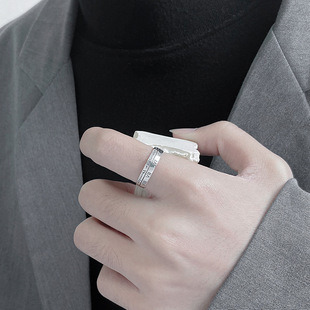 925银开口纯银戒指男简约可调节戒子女设计小众，高级感单身食指环