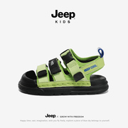 jeep儿童包头凉鞋夏季2024魔术贴露趾鞋子，女童软底男童沙滩鞋