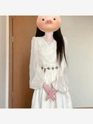 新中式国风白色盘扣连衣裙高级感超好看气质，泡泡袖雪纺裙子春绝美