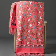 中国红色刺绣仿羊毛围巾女秋冬旗袍空调披肩外搭多用妈妈款