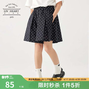 日本LIVHEART女童短裤夏季2024女大童洋气宽松裙裤儿童裤子
