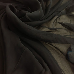 a96100%桑蚕丝真丝纯色黑色乔其纱，8姆米114幅宽做内衬真丝面料