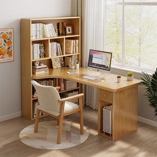 电脑台式桌转角书桌书架组合一体桌简约家用卧室学生学习桌写字桌