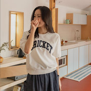 时尚起义韩国甜美夏新刺绣cricket贴布字母卫衣T恤pp24040904