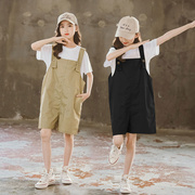 女童套装夏装2023韩版洋气儿童装时髦中大童夏季背带裤两件套