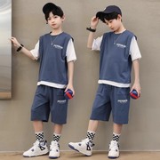 儿童装男童夏装套装时尚中大童男孩夏季韩版帅气短袖潮酷衣服