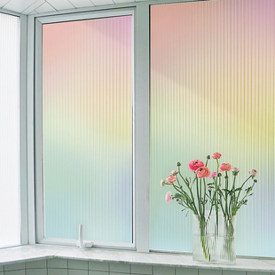 彩色长虹玻璃贴膜透光窗户，贴纸防走光防窥卫生间浴室磨砂免胶装饰