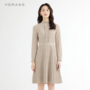 vgrass维格娜丝冬季纯羊毛镂空针织连衣裙女vzl3n41120
