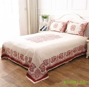 2023棉麻床单加厚老粗布单双人床单枕套简约欧式床盖提花正反两用