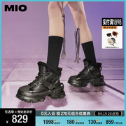 MIO米奥冬季短靴圆头松糕跟高帮鞋纯色户外运动风厚底休闲靴女