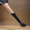 大码女靴41-43高筒大筒围粗腿骑士靴高跟厚底粗跟显瘦黑色长筒靴